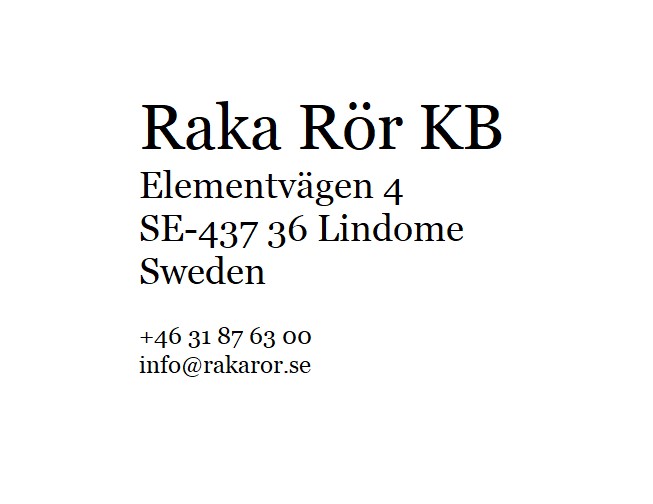 Bild Raka Rörs kontaktuppgifter